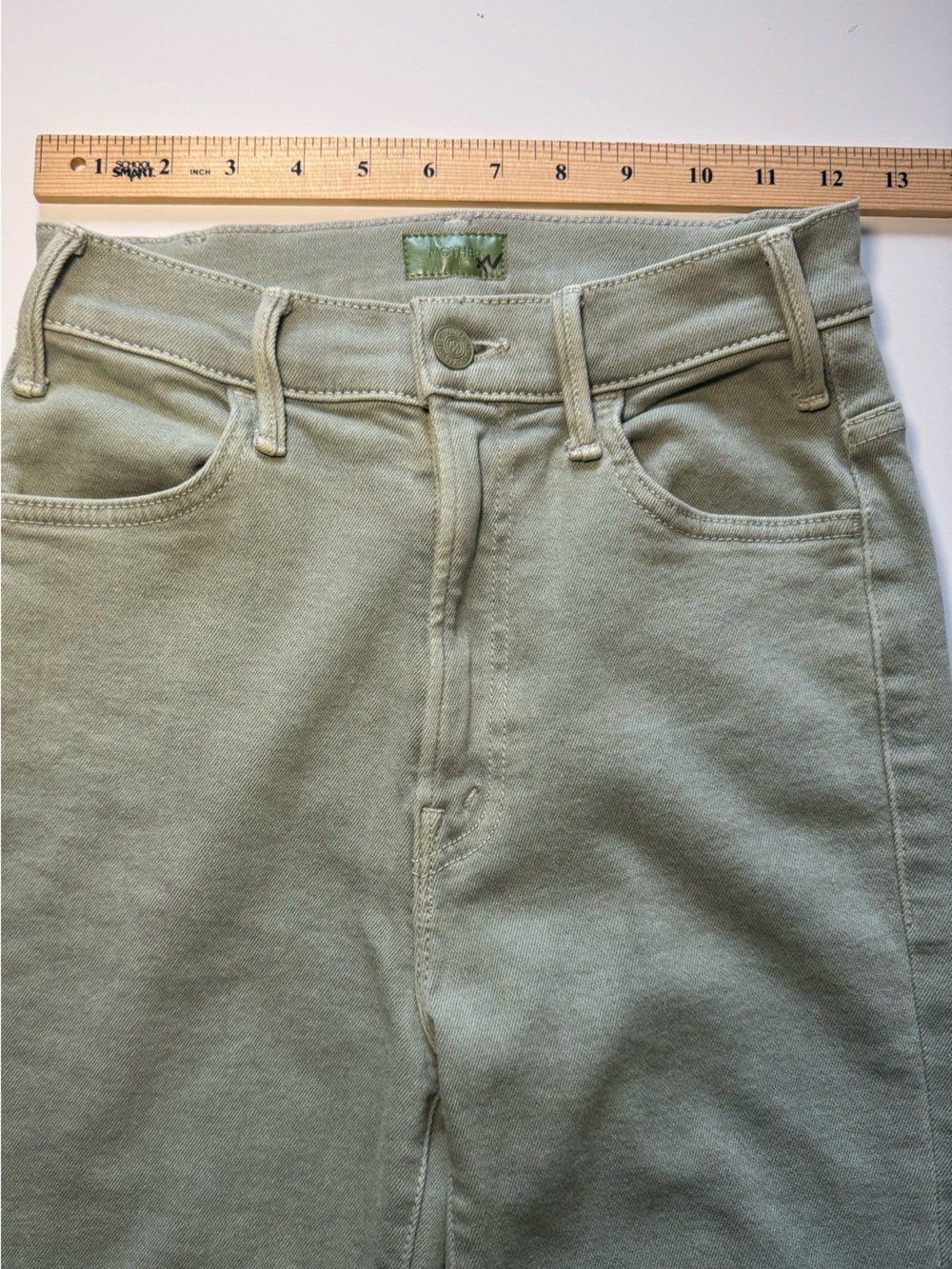 Mother Denim The Hustler Ankle Fray Jean in Iceberg Green Women’s size 25 - Picture 13 of 16